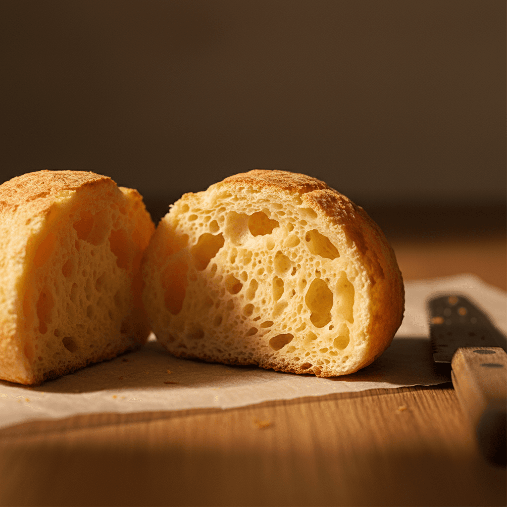 Detalhe da textura perfeita de um pão caseiro